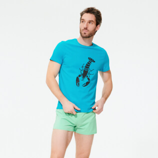 Uomo Altri Stampato - T-shirt uomo in cotone Lobster 3D Effect, Azzurro chiaro frontworn Uomo Altri Stampato - T-shirt uomo in cotone Lobster 3D Effect, Azzurro chiaro frontworn