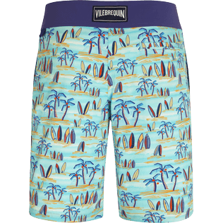 Men Others Printed - Men Stretch Long Swimwear Palms & Surfs - Vilebrequin x The Beach Boys, Lazulii blue back view