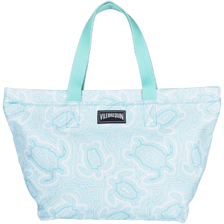 Others Printed - Large Cotton Beach bag Hypnotic Turtles, Lagoon front Others Printed - Large Cotton Beach bag Hypnotic Turtles, Lagoon front