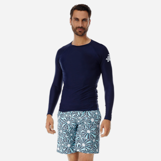Others Printed - Unisex Long Sleeves Rashguards Solid, Navy frontworn Others Printed - Unisex Long Sleeves Rashguards Solid, Navy frontworn