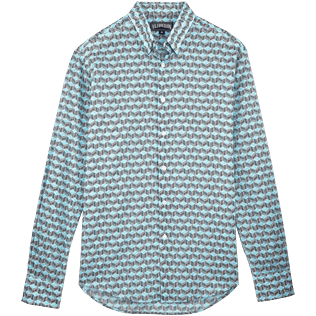 Chemises Imprimé - Chemise en voile de coton Fishes Cube, Azur front Chemises Imprimé - Chemise en voile de coton Fishes Cube, Azur front
