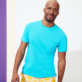 Picture of Men Others Solid - Men Organic Cotton T-Shirt Solid, Azure front worn view Picture of Men Others Solid - Men Organic Cotton T-Shirt Solid, Azure front worn view