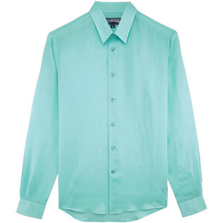 Others Solid - Unisex Linen Voile Shirt Solid, Lagoon front Others Solid - Unisex Linen Voile Shirt Solid, Lagoon front