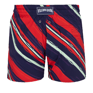 Men Stretch classic Printed - Men Swimwear Stretch Diagonal Stripes, Plum back Men Stretch classic Printed - Men Swimwear Stretch Diagonal Stripes, Plum back