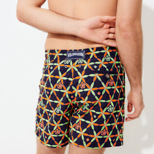 Men Classic Embroidered - Men Swim Trunks Embroidered Indian Ceramic - Limited Edition, Sapphire details view 1