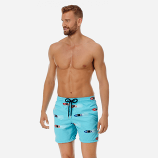 Hombre 017 Bordado - Bañador bordado con estampado Monaco para hombre - Edición limitada, Azul tropezien frontworn Hombre 017 Bordado - Bañador bordado con estampado Monaco para hombre - Edición limitada, Azul tropezien frontworn