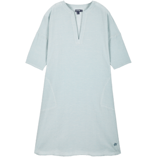 Donne 052 Grafico - Vestito tunica donna lungo in seta e cotone Micro Stripes, Spray front Donne 052 Grafico - Vestito tunica donna lungo in seta e cotone Micro Stripes, Spray front