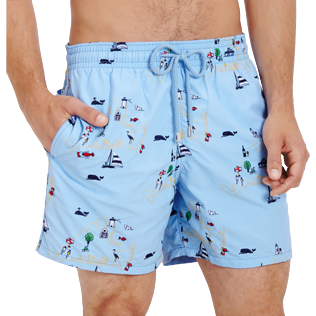 Hombre 017 Bordado - Bañador bordado con estampado Martha's Vineyard para hombre - Edición limitada, Cielo azul supp1 Hombre 017 Bordado - Bañador bordado con estampado Martha's Vineyard para hombre - Edición limitada, Cielo azul supp1