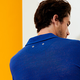 Uomo Altri Unita - Polo uomo in jersey di lino tinta unita, Blu batik supp3 Uomo Altri Unita - Polo uomo in jersey di lino tinta unita, Blu batik supp3