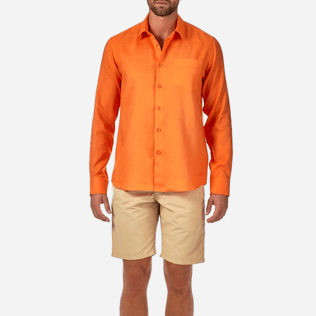 Men Others Solid - Men Linen Shirt Solid, Papaya supp1 Men Others Solid - Men Linen Shirt Solid, Papaya supp1
