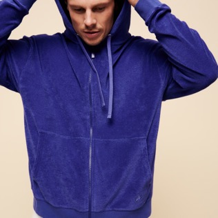 Homme AUTRES Uni - Sweat à capuche en éponge homme uni, Purple blue vue de détail 3