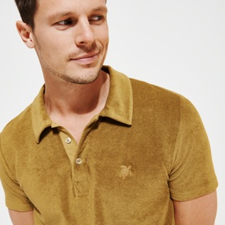 Men Others Solid - Men Jacquard Polo Solid, Bark back worn view