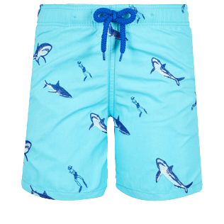 Boys Others Embroidered - Boys Swim Trunks Embroidered 2009 Les Requins, Lazulii blue front view