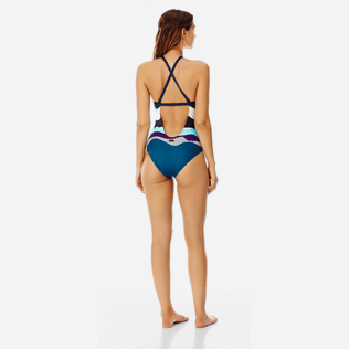 Mujer Una pieza Estampado - Bañador de una sola pieza con aro central y estampado Ostende para mujer, Azul marino supp3 Mujer Una pieza Estampado - Bañador de una sola pieza con aro central y estampado Ostende para mujer, Azul marino supp3