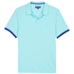 男款 Others 纯色 - Men Cotton Pique Polo Shirt Solid, Lazulii blue 正面图