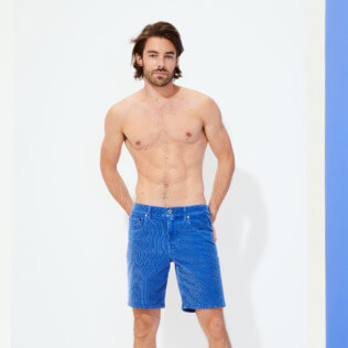 Men Others Solid - Men Velvet Fine-Ribbed Corduroy Bermuda, Sea blue supp1 Men Others Solid - Men Velvet Fine-Ribbed Corduroy Bermuda, Sea blue supp1