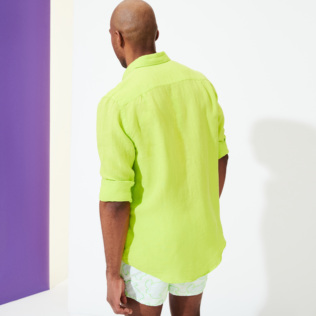 Men Others Solid - Men Linen Shirt Solid, Lemongrass backworn Men Others Solid - Men Linen Shirt Solid, Lemongrass backworn