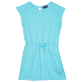 Mädchen Andere Uni - Solid Kleid aus Leinen für Mädchen, Lazulii blue Vorderansicht