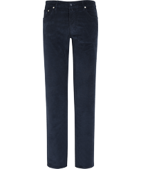 男款 Others 纯色 - 男士标准版型五袋丝绒长裤, Navy 正面图