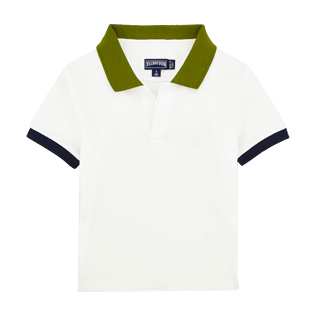 Niños Autros Liso - Polo en piqué de algodón multicolor para niño, Blanco front Niños Autros Liso - Polo en piqué de algodón multicolor para niño, Blanco front