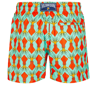 Bild von Herren Klassische dünne Stoffe Bedruckt - Ultraleichte und verstaubare 2008 Graphic Squids Badeshorts für Herren , Lagune Rückansicht Bild von Herren Klassische dünne Stoffe Bedruckt - Ultraleichte und verstaubare 2008 Graphic Squids Badeshorts für Herren , Lagune Rückansicht