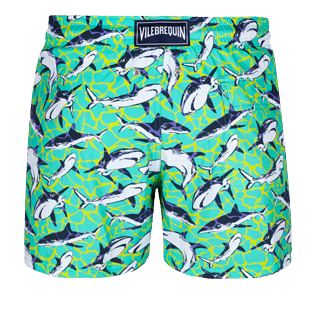Men Stretch classic Printed - Men Swim Trunks Stretch Sharks - Web Exclusive, Veronese green back Men Stretch classic Printed - Men Swim Trunks Stretch Sharks - Web Exclusive, Veronese green back