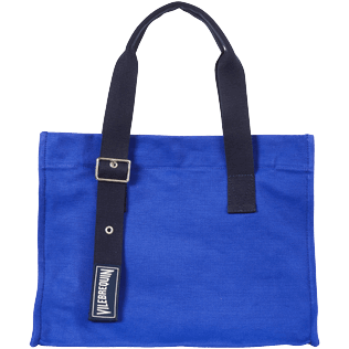 Others Solid - Small Cotton Beach Bag Solid, Purple blue front view