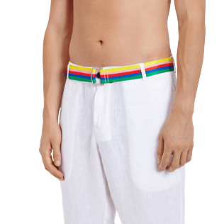 Hombre Autros Estampado - Cinturón resistente al agua con estampado Rainbow - Vilebrequin x JCC+ - Edición limitada, Blanco vista frontal desgastada