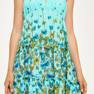 Women Others Printed - Women Low Back and Long Cotton Dress Butterflies, Lagoon details view 2