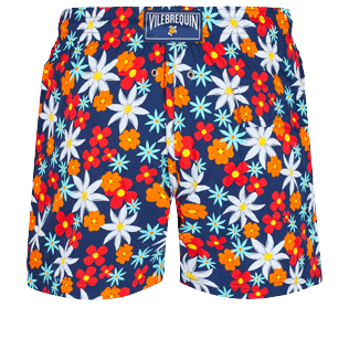 Men Stretch classic Printed - Men Stretch Swimwear 1977 Spring Flowers, Navy back Men Stretch classic Printed - Men Stretch Swimwear 1977 Spring Flowers, Navy back