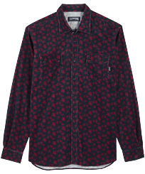 Men Others Printed - Men Corduroy Overshirt Micro Ronde Tortues, Navy front view