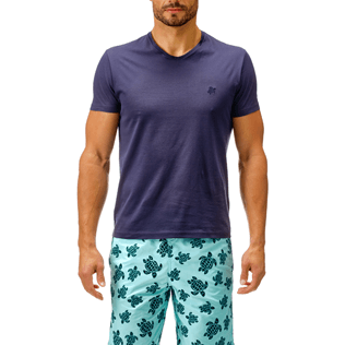 Men Others Solid - Men Mercerized Cotton T-shirt Solid, Navy backworn Men Others Solid - Men Mercerized Cotton T-shirt Solid, Navy backworn