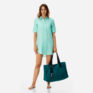 Women Others Solid - Women Long Linen Shirt Solid, Mint supp2 Women Others Solid - Women Long Linen Shirt Solid, Mint supp2