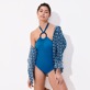 Damen Einteiler Uni - Badeanzug mit tiefem Rückenausschnitt für Damen, Scuba blue Details Ansicht 3
