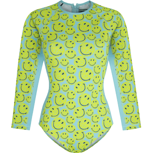 Women One piece Printed - Women Rashguard Long-Sleeves One-Piece swimsuit Turtles Smiley - Vilebrequin x Smiley®, Lazulii blue front view