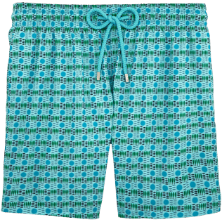 Men Classic / Moorea Printed - Les 4 Élements Lightweight Packable Swim shorts, Lagoon front Men Classic / Moorea Printed - Les 4 Élements Lightweight Packable Swim shorts, Lagoon front