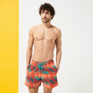 Men Others Printed - Men Stretch Swimwear Nautilius Tie & Dye, Poppy red front worn view