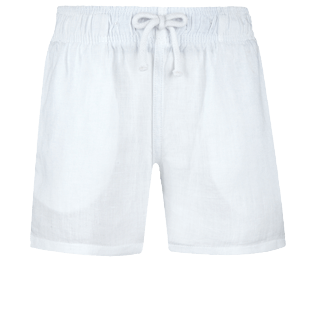 Garçons AUTRES Uni - Bermuda garçon en Lin uni, Blanc front Garçons AUTRES Uni - Bermuda garçon en Lin uni, Blanc front
