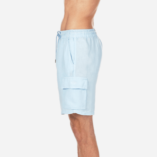 Men Others Solid - Men Cargo Linen Bermuda Shorts Solid, Sky blue supp3 Men Others Solid - Men Cargo Linen Bermuda Shorts Solid, Sky blue supp3