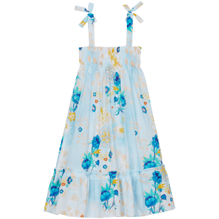 Girls Others Printed - Girls Cotton Veil Dress Belle Des Champs, Soft blue back view