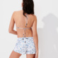 Women Others Embroidered - Women Swim Short Embroidered Cherry Blossom, Sea blue back worn view