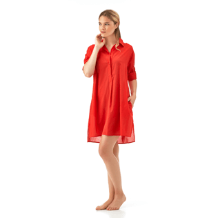 Women Dresses Solid - Solid dress shirt, Poppy red supp4 Women Dresses Solid - Solid dress shirt, Poppy red supp4