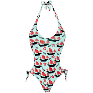 Women Trikini Printed - Women trikini one piece swimsuit Hong Kong, Mint front Women Trikini Printed - Women trikini one piece swimsuit Hong Kong, Mint front