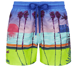 Men Embroidered Embroidered - Men printed and embroidered swimtrunks Miami - Limited Edition, Sea blue front Men Embroidered Embroidered - Men printed and embroidered swimtrunks Miami - Limited Edition, Sea blue front