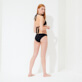 Women Halter Solid - Women Halter Bikini Top Ecailles de Tortues, Black back worn view