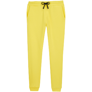 Hombre Autros Liso - Pantalones de chándal en algodón de color liso para hombre, Limon vista frontal
