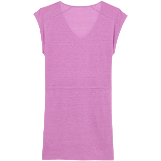 foto di Donna Altri Unita - Vestito corto donna in jersey di lino tinta unita, Pink berries vista posteriore foto di Donna Altri Unita - Vestito corto donna in jersey di lino tinta unita, Pink berries vista posteriore
