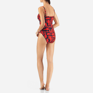 Women One piece Printed - Silex Fishes One piece, Poppy red backworn Women One piece Printed - Silex Fishes One piece, Poppy red backworn
