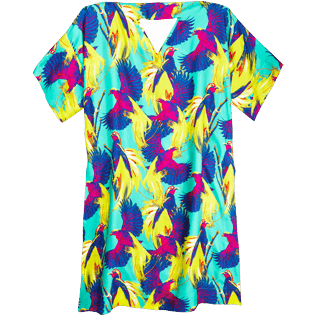 Femme cover-up Imprimé - Robe en Twill de Soie Femme Birds of Paradise, Vert veronese front Femme cover-up Imprimé - Robe en Twill de Soie Femme Birds of Paradise, Vert veronese front