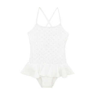 Girls Others Embroidered - Girls One Piece Swimsuit Eyelet Embroidery, White front Girls Others Embroidered - Girls One Piece Swimsuit Eyelet Embroidery, White front